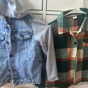 Boys Kids Denim Hoodie & Plaid Jacket 6Y
